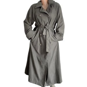 New York Harbor Vtg 90s Women's Gray Trench Coat Long Size 8 Minimalist